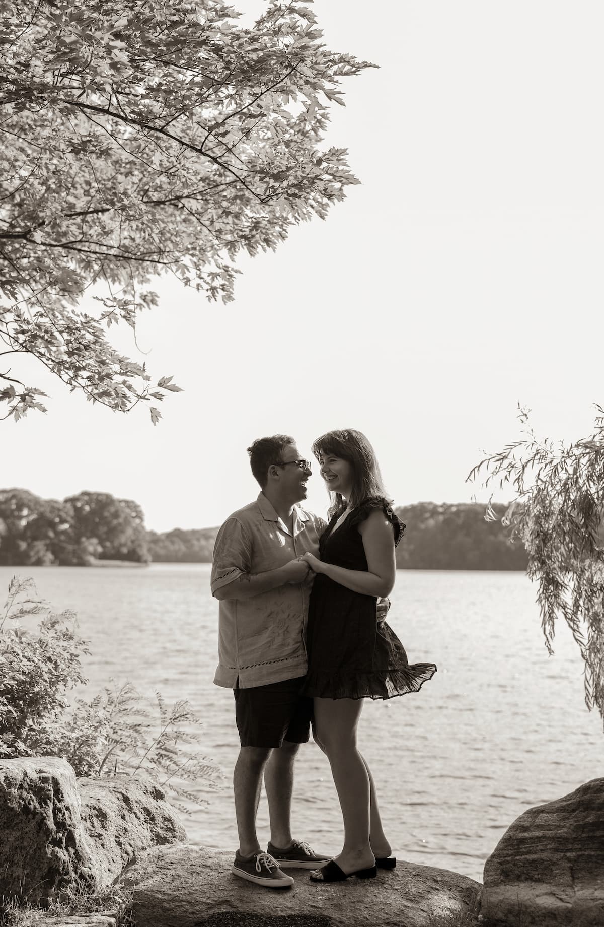 Erin and Andres at Spy Pond during their Engagement.